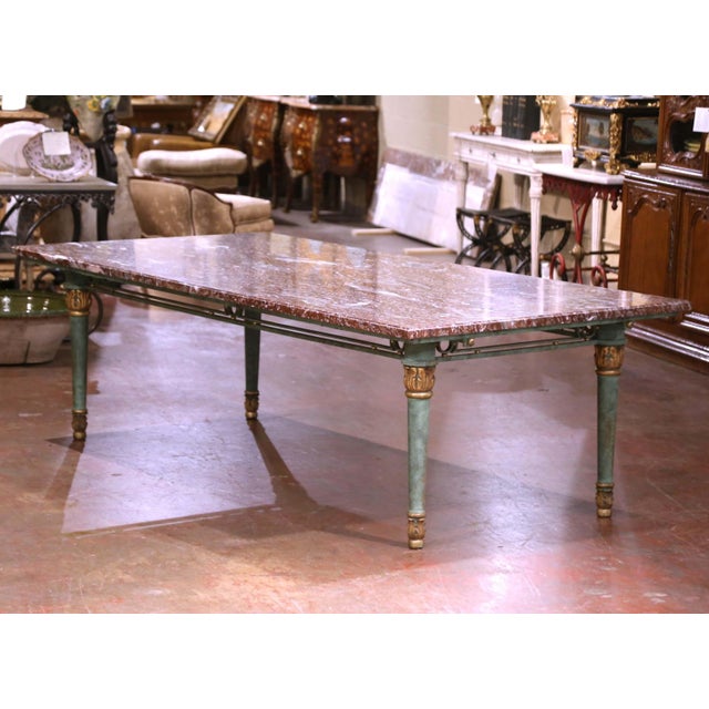 Mid 20th Century Mid-Century French Iron and Marble Conference Table With Leaf Supports For Sale - Image 5 of 12