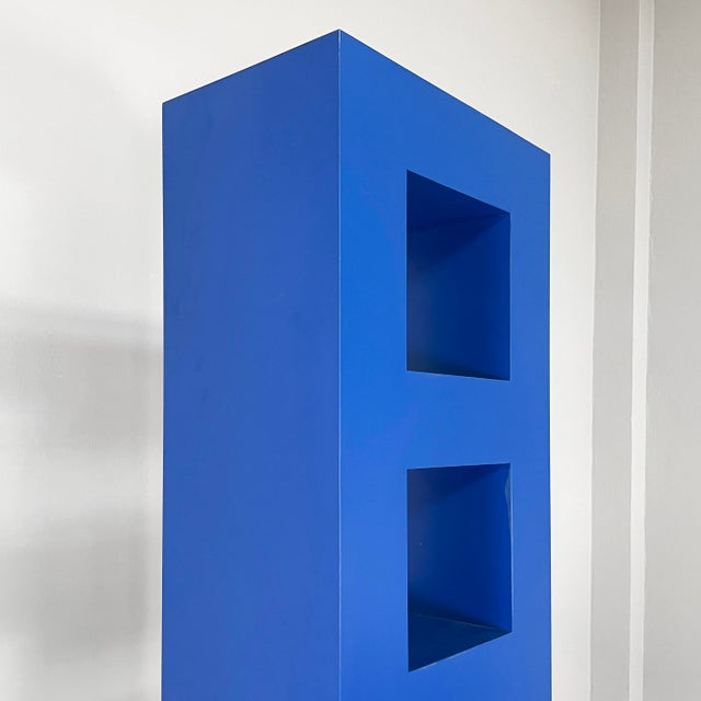 Italian Modern Blue Wood Bookcase by Aldo Cibic, 1980s For Sale - Image 4 of 15