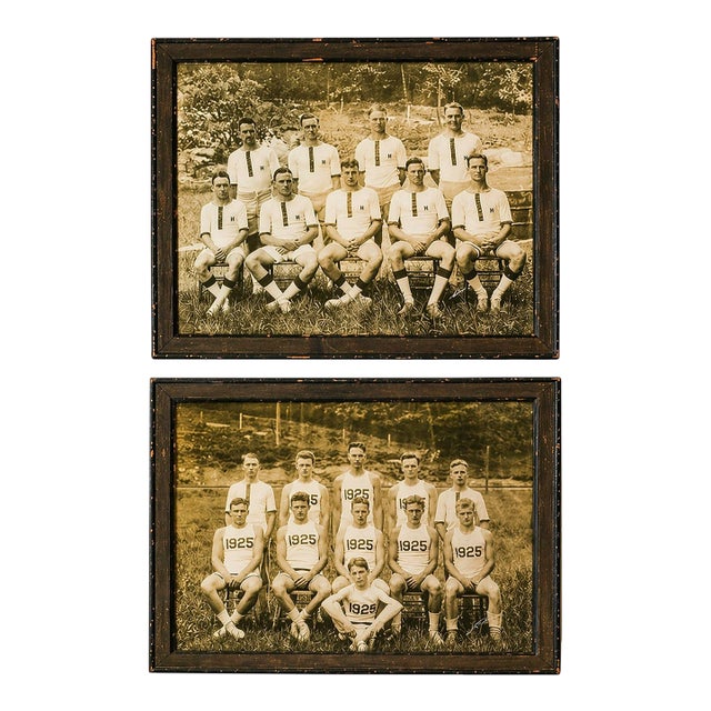 Rare Pair of Framed Antique Harvard University Rowing Crew Photographs Photos Portrait Sports Team Man Cave Home Wall Decor For Sale