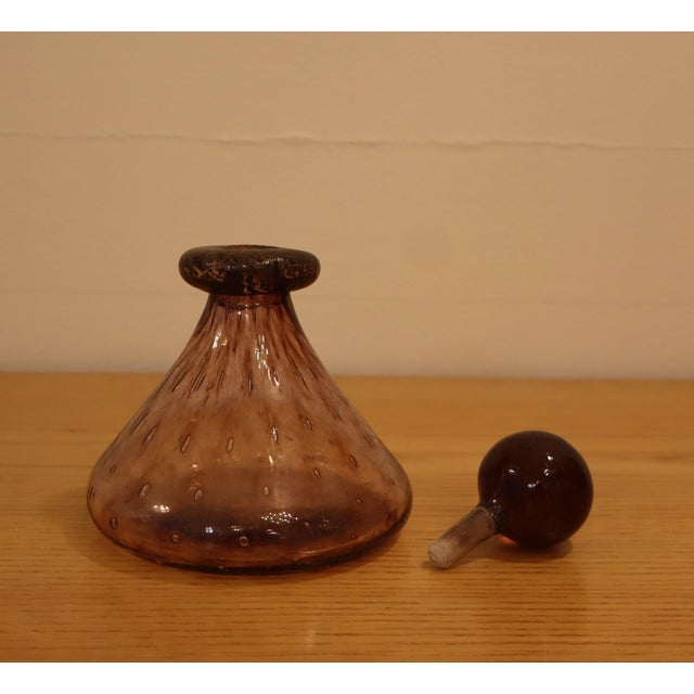 Murano Glass Bottle with Amethyst Bubbles, 1950s For Sale - Image 4 of 15