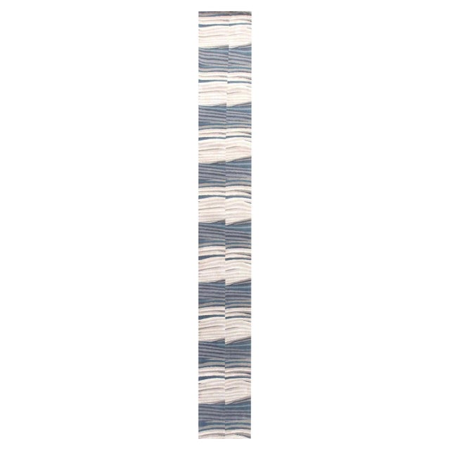 Modern Abstract Wool Runner Hand-Knotted in Tibet by Doris Leslie Blau For Sale