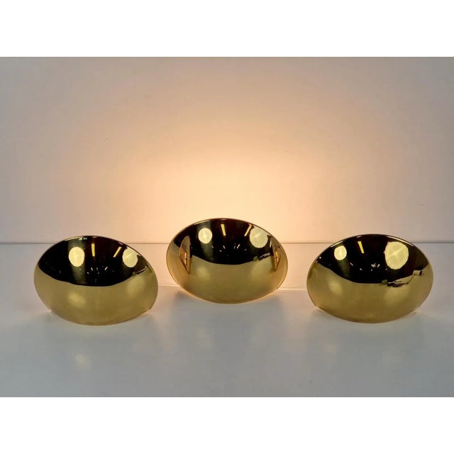 Hollywood Regency Vintage Half Moon Wall Lamp in Brass, 1980, Set of 3 For Sale - Image 3 of 12
