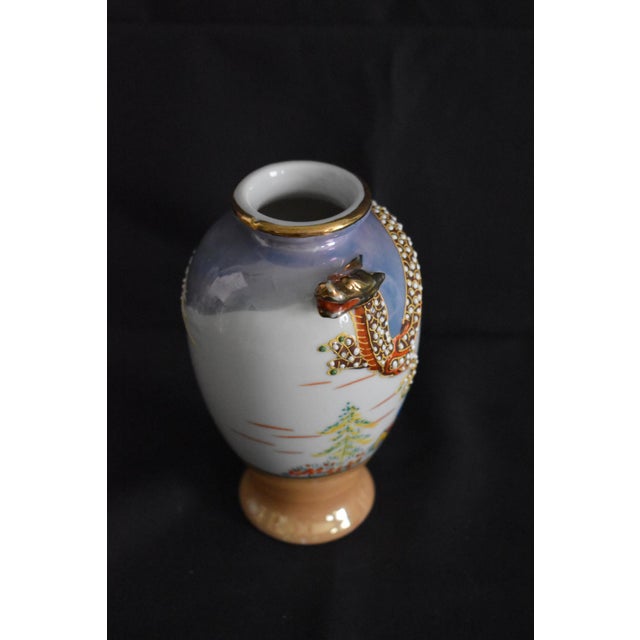 Vintage Japanese Porcelain Vase Dragon Ware Moriage Lusterware Hand Painted 6.5" For Sale - Image 13 of 14