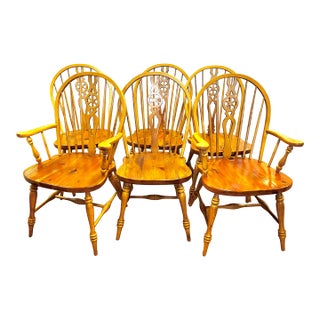 Set of 6 Windsor Wheel Back Dining Chairs Ethan Allen For Sale