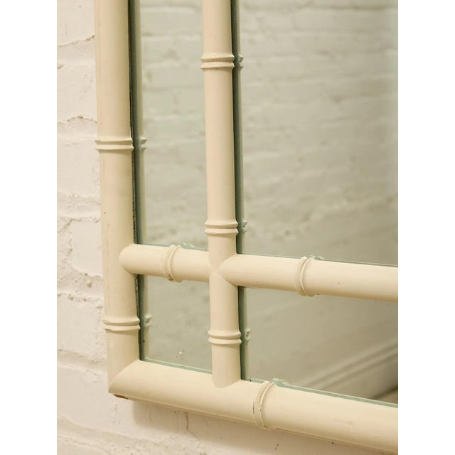 Vintage Hollywood Regency Faux Bamboo White Wall Mirror For Sale - Image 9 of 9
