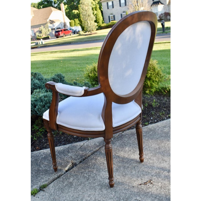 Ethan Allen Francesca Louis XVI Oval Back Armchair Carved Wood French Accent Chair For Sale - Image 16 of 18