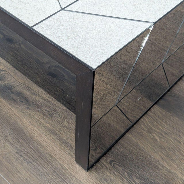 2010s West Elm Mirrored Herringbone Coffee Table For Sale - Image 5 of 6