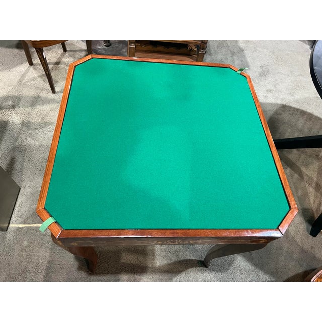 Brown Italian Marquetry Floral Poker Table Set of 7 For Sale In Las Vegas - Image 6 of 12