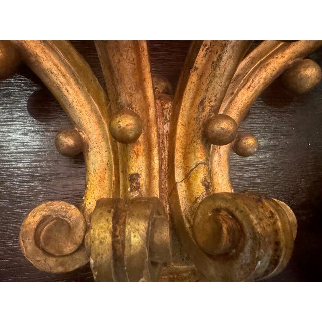 Gold Monumental 19thC Austrian Giltwood & Faux-Marble Wall Consoles - A Pair For Sale - Image 8 of 17