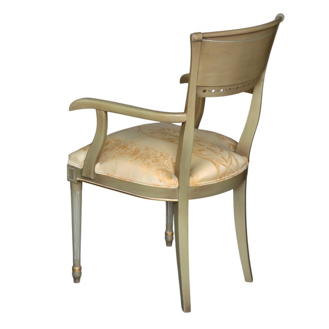 Mid-Century Louis XVI Style Game Table with Green Leather Top and Armchairs, 1960s, Set of 5 For Sale - Image 17 of 18