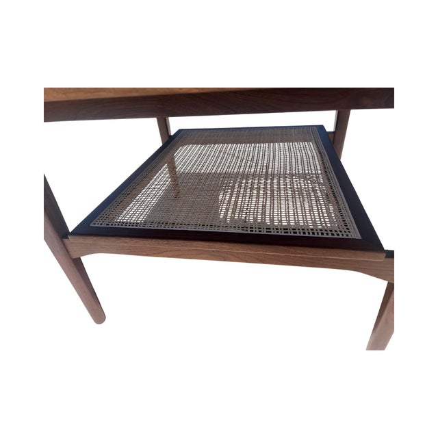 Wood Vintage Restored Mid Century Modern Kipp Stewart Drexel Cane Walnut Coffee Table 1960s For Sale - Image 7 of 11