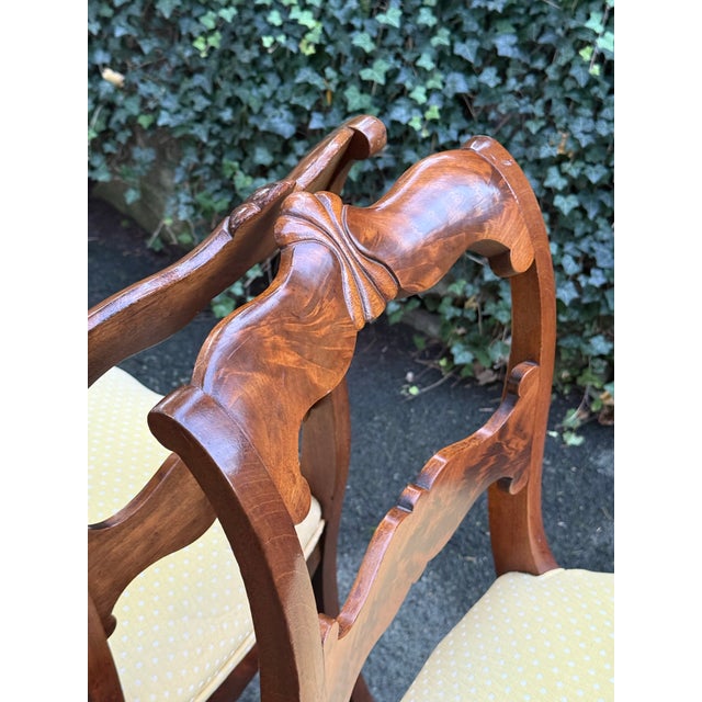Late 19th Century 19th Century Flame Mahogany French Victorian Chairs - A Pair For Sale - Image 5 of 12