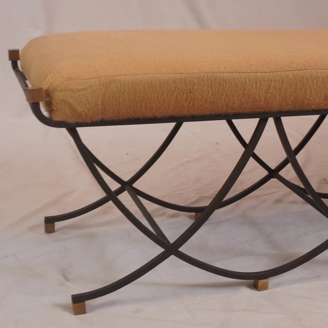 Metal Arteriors Felice Iron Brass Alpaca Bench For Sale - Image 7 of 8