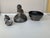 Vintage pair of pewter and brass duck trinket boxes crafted in Hong Kong during the 1960s. The body is constructed from...