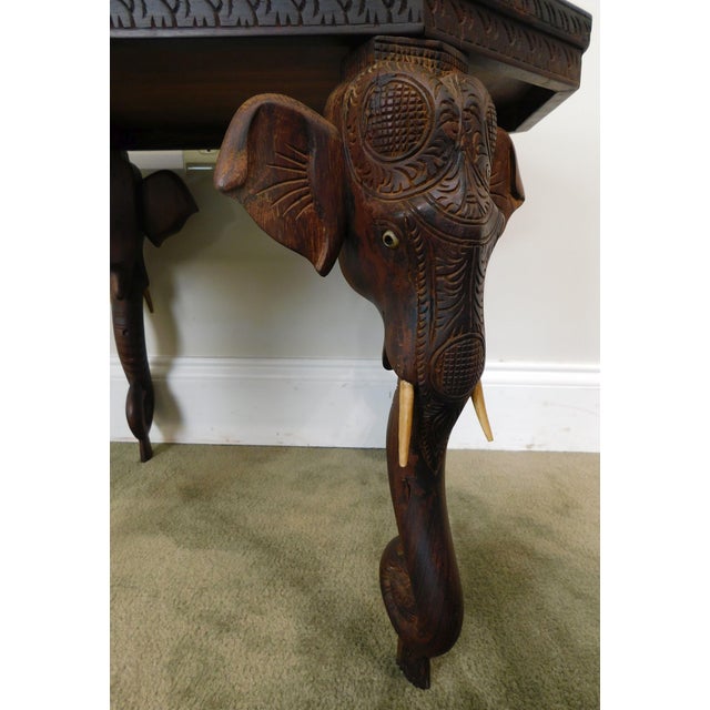 Indian Rosewood Carved Side or Coffee Table With Elephants Chairish