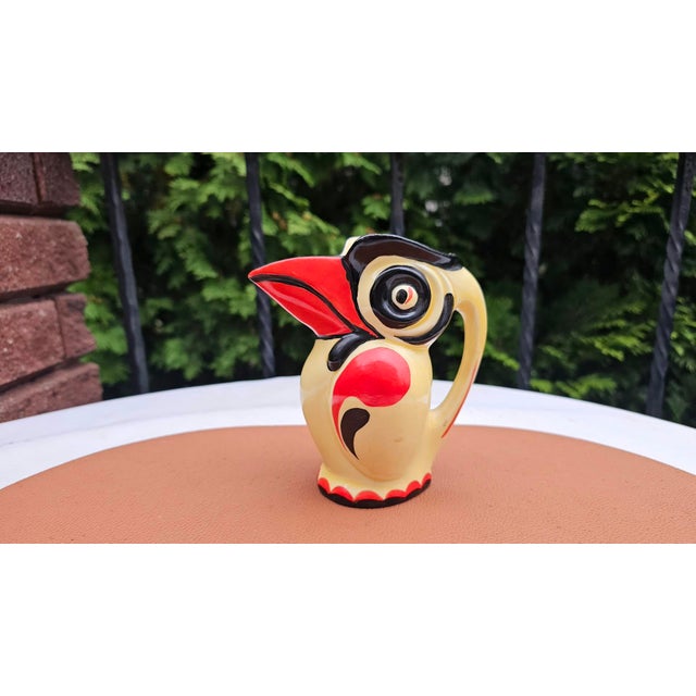 Yellow Art Deco Ceramic Toucan Vase by Ditmar Urbach Erphila, 1930s For Sale - Image 8 of 8