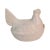 A white ceramic hen on nest measures 8" wide by 6" high
