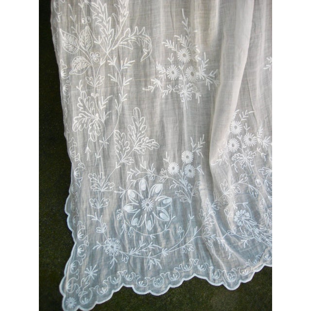 Textile Large Embroidered Napoleon III Sheer Curtains Circa 1850 For Sale - Image 7 of 11