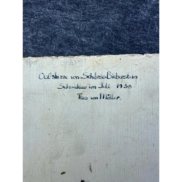 Modern Möller Theo, Rhön, Fulda, Bieberstein Castle, Schakau 1938, Oil on Cardboard For Sale - Image 3 of 13