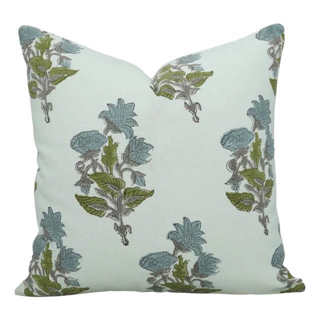 Fabdivine Artistic Block Print Throw Pillow Cushion Cover Thick Cotton White 20x20 Inch- Abhishek For Sale