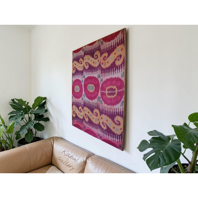 Antiqu Uzbek Silk Ikat Wall Hanging, 1920s For Sale - Image 6 of 18