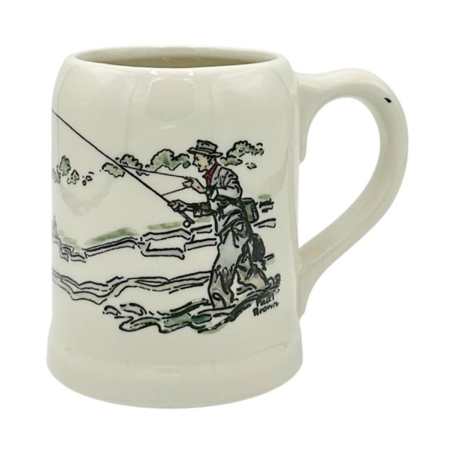 Ceramic Vintage Paul Brown Fisherman Fishing Ceramic Mug For Sale - Image 7 of 11