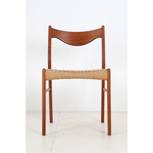 1970s Danish GS60 Chairs in Teak and Paper Cord by Arne Wahl Iversen for Glyngøre Stolefabrik, 1970s, Set of 6 For Sale - Image 5 of 18