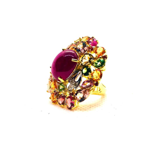 Bochic “Orient” Vintage Natural Ruby, Diamond & Multi Sapphire Ring Set In 18K G For Sale In New York - Image 6 of 10