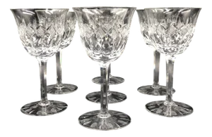 Antique Cut Lead Crystal Wine Glasses, 1890s, Set of 7