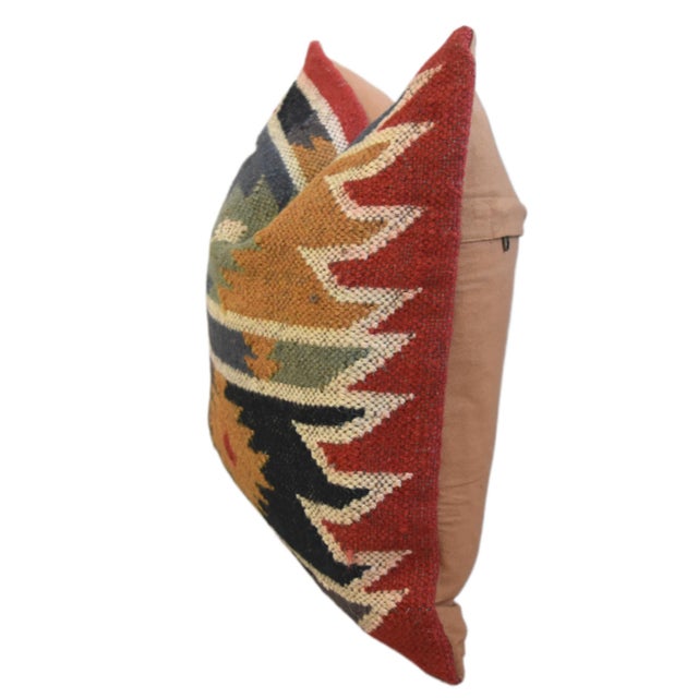 Stunning Southwestern Handwoven Kilim Feather/Down Pillow For Sale - Image 4 of 6