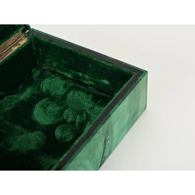 Mid-Century Modern Italian Jewelry Decorative Box in Green Malachite Marble, 1950s For Sale - Image 9 of 14