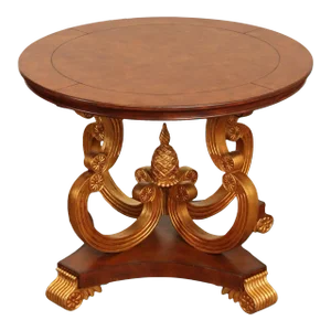 Late 20th Century Empire Style Partial Gilt Pedestal Center Table