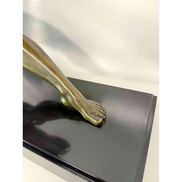 Demètre H. Chiparus, Art Deco Sculpture of Woman with Drapery, 1928, Bronze on Marble Base For Sale - Image 10 of 17