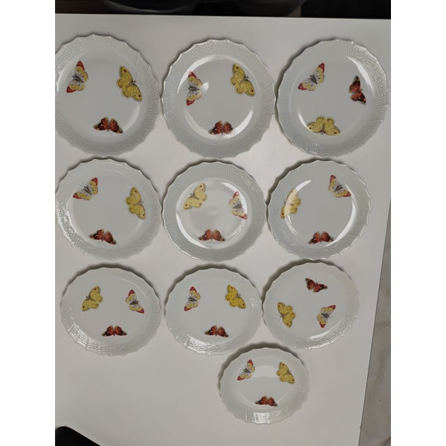 Mid 20th Century Mid 20th Century Chastagner Limoge Butterfly Motif Desert Plates - Set of 10 For Sale - Image 5 of 7