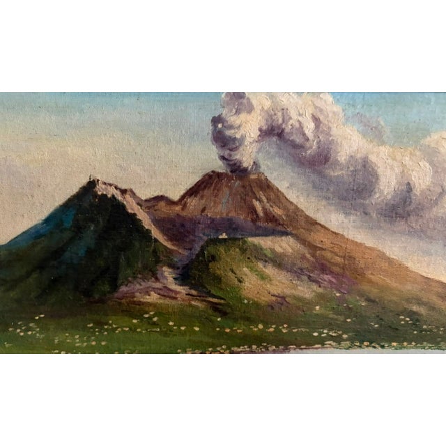 Mid-Century Modern Early Oil Painting - Landscape - Mount Vesuvius and the Bay of Naples, Italy, Signed For Sale - Image 3 of 16
