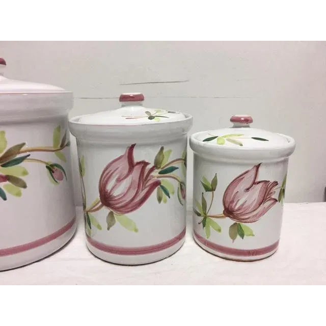Vintage Hand Painted Terracotta Canisters Set of 4 Chairish
