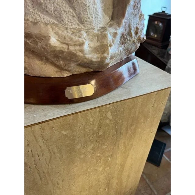 Circa 1970s Chief Marble Bust Figure on Pedestal For Sale - Image 4 of 7