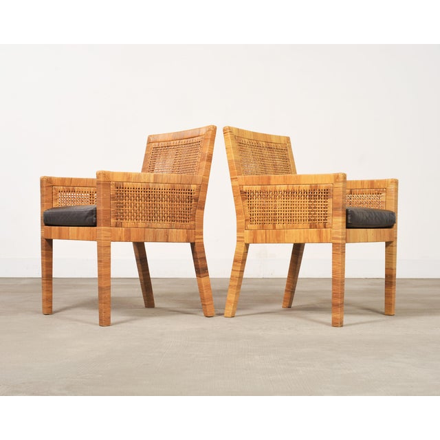 1980s Set of Four Billy Baldwin for Bielecky Cane Dining Armchairs For Sale - Image 5 of 18