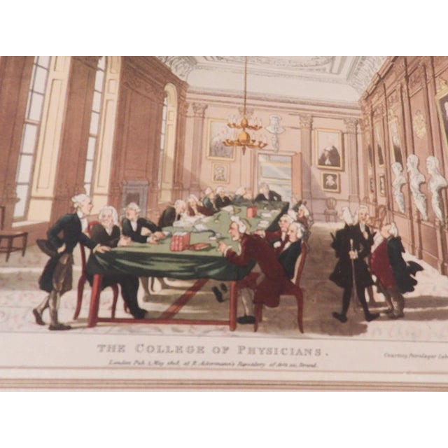 Early 19th Century London England 1808 College of Physicians Aquatint Etching Rowlandson For Sale - Image 5 of 7