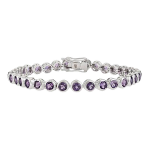 Handmade Round Cut Amethyst Gemstone Tennis Bracelet for Women