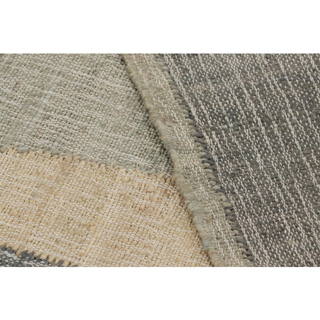 Textile Rug & Kilim’s Flatweave Rug in Beige with Gray, White & Green Geometric Patterns - 8x10 For Sale - Image 7 of 7