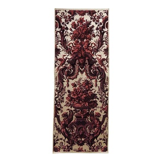 Antique Red and Burgundy Silk Cut Velvet Allegorical Panel For Sale