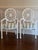 2000 - 2009 Pair of White Oval Spider Back Chairs Newly Upholstered in Schumacher Green & White Audrey Stripe For Sale - Image 5 of 8