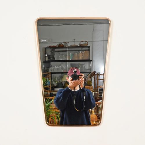 Large Tapered Rectangular Brass Mirror by Gio Ponti, Italy, 1950s For Sale - Image 3 of 14