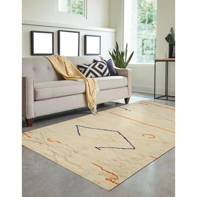 10x14 Ivory Hand-Knotted Wool Abstract Lineage Geometric Modern Carpet Rug For Sale - Image 4 of 8