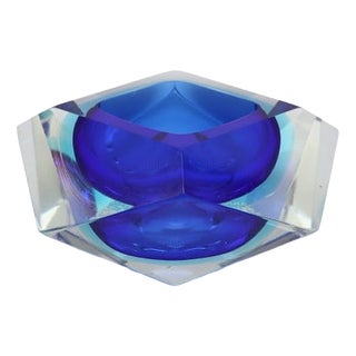 Mid-Century Modern Murano Sommerso Faceted Glass Vide-Poche by Flavio Poli for Seguso, 1960s For Sale