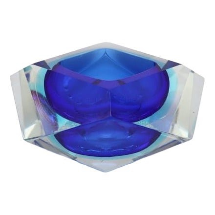 Mid-Century Modern Murano Sommerso Faceted Glass Vide-Poche by Flavio Poli for Seguso, 1960s For Sale