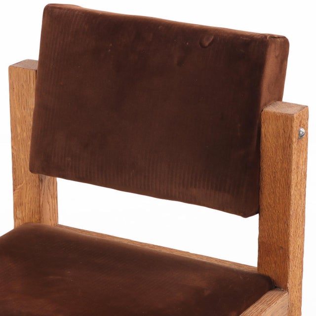 Pair of French Brutalist Oak Side Chairs With Adjustable Tilting Backs, C 1960 For Sale In Philadelphia - Image 6 of 8