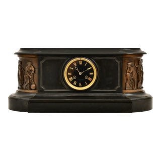Antique Tiffany & Co. Bronze-Mounted Slate Mantel Clock For Sale