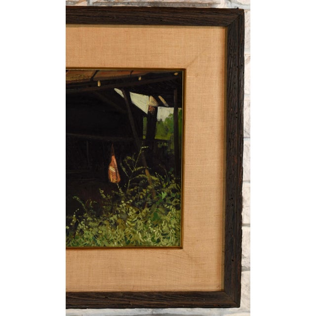 Mid 20th Century Oil Canvas Landscape Barn Painting Signed For Sale - Image 4 of 12